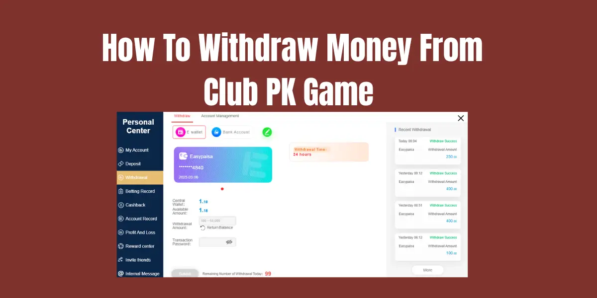 Club PK Game Withdrawal